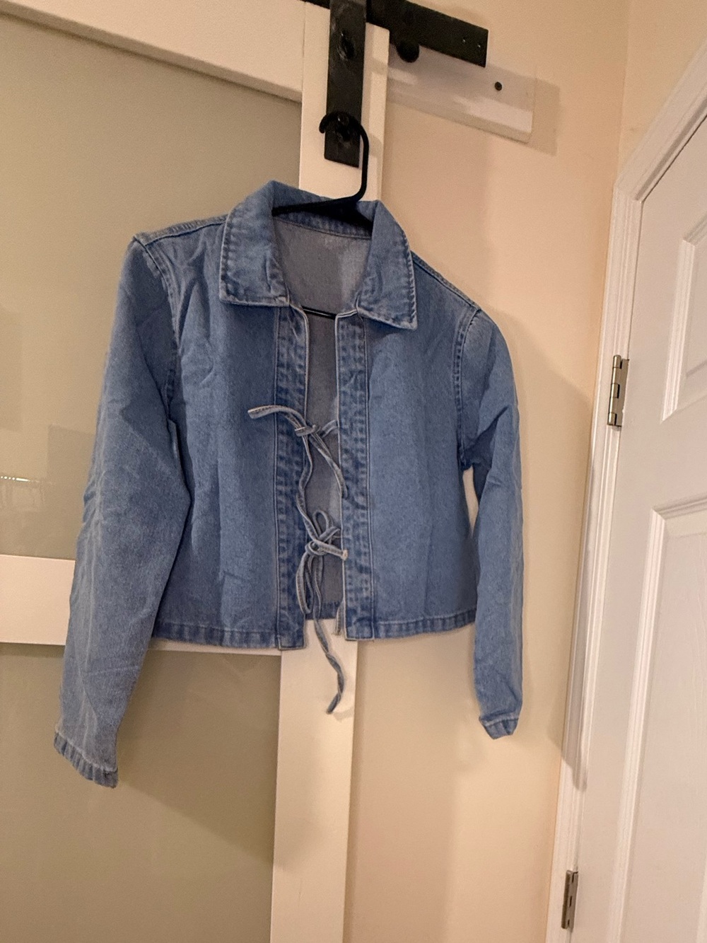 Light Blue Tie-Front Denim Jacket - Women